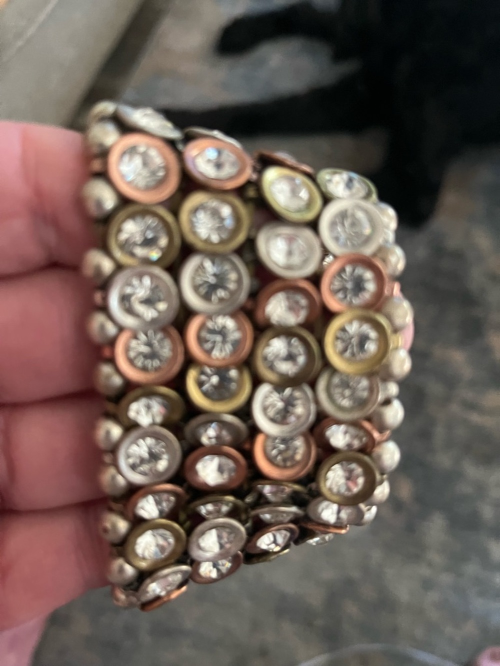 Multicolor Crystal Stretch Bracelet - Mixed Metal Accent